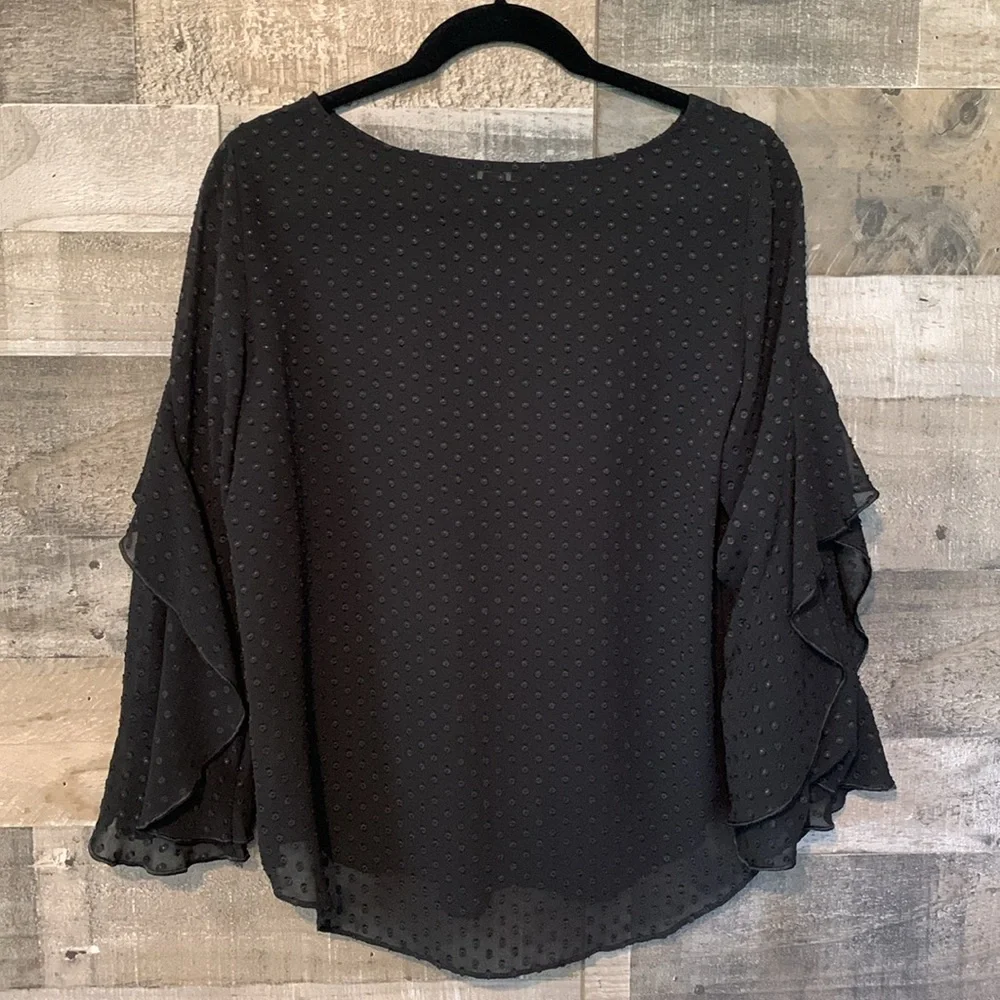 Ann Taylor Sheer Polka Dot Top Size MP - Picture 15 of 16